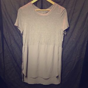 Grey Stretchy Long Loose Top with Split Sides SZ XS